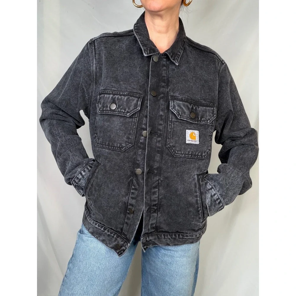 Carhartt WIP Stetson Jacket Black Denim Coat Organic Cotton Work in Progress S